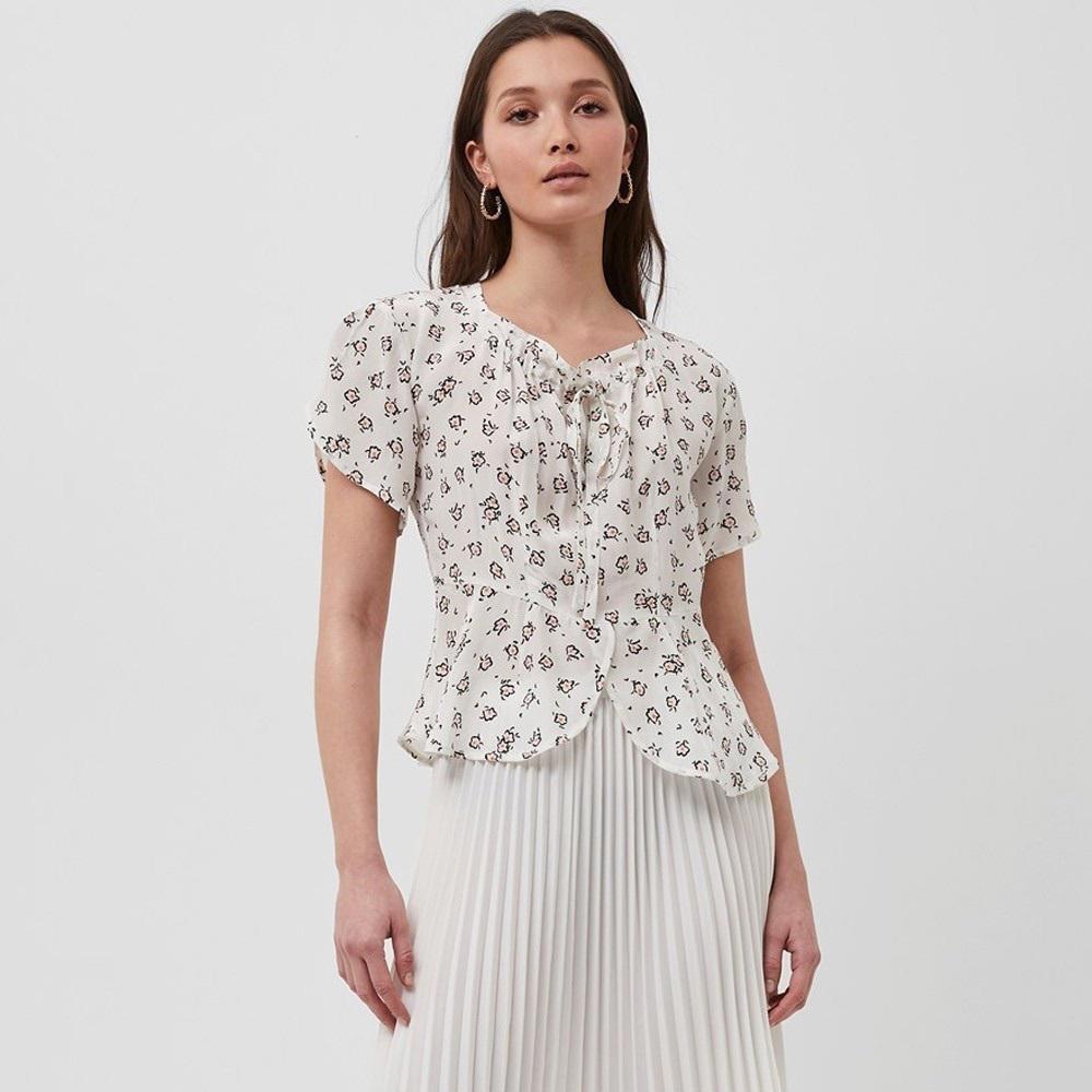 French Connection Women Aura Scatter Drape Gathered Neck Top
